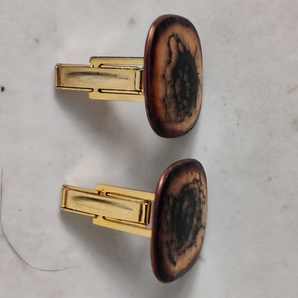 Vintage Unique Enamel on Copper Abstract Galaxy Design Cufflinks Signed SFL - Picture 11 of 11